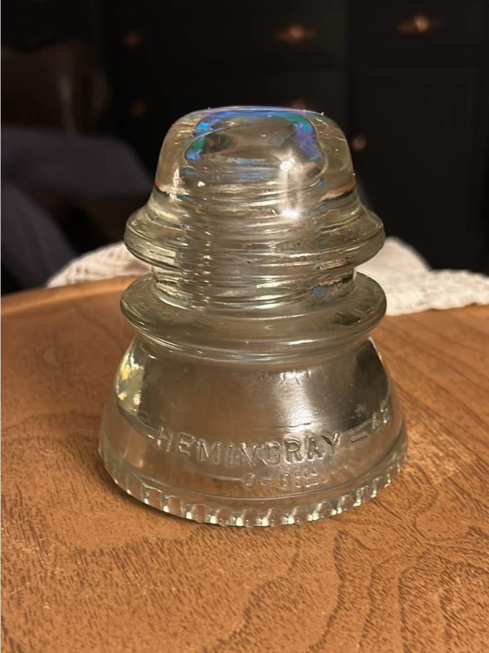 Hemingray Clear Glass Insulator - Clear 4 1/2 in tall
